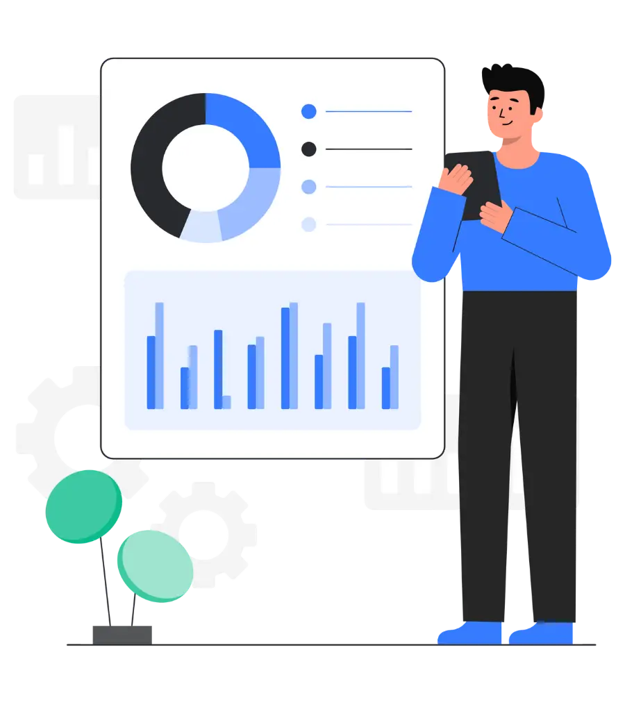 About Us Illustration showing the five-step work process of Vikdwell Digital Marketing Agency with icons for research, planning, creativity, analytics, and growth. The process highlights how the agency supports businesses with structured strategies, creative execution, data-driven refinement, and scaling for long-term success.