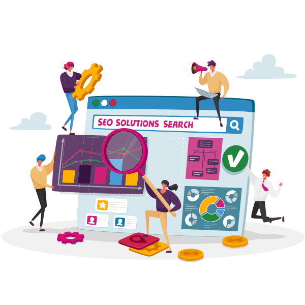 SEO Service Flat style SEO service icons representing full site audits, technical improvements, customized keyword planning, brand-focused content strategies, local SEO citations, Google Business optimization, targeted backlinks, professional SEO consultant support, and monthly performance dashboards. This visual by Vikdwell Digital Marketing Agency highlights everything included in affordable SEO services to keep marketing strategies cost-effective and relevant.