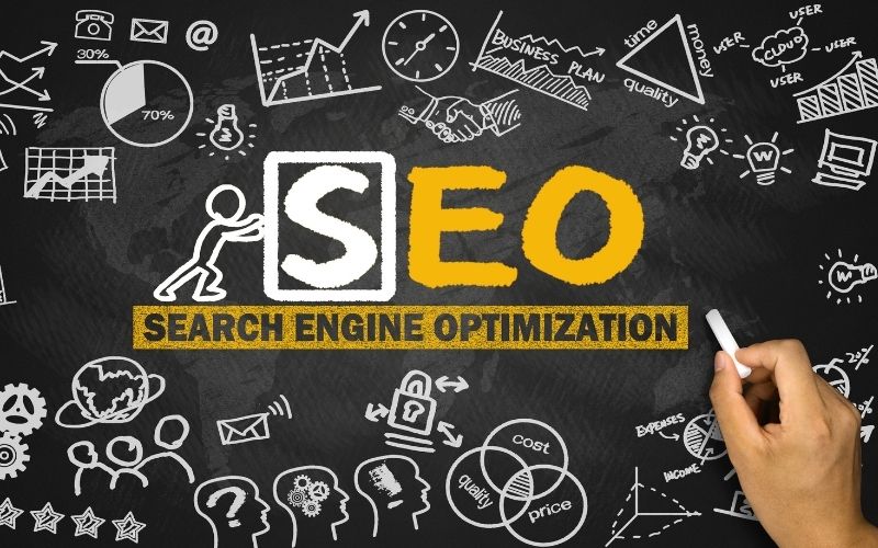 Search Engine Optimization banner by Vikdwell Digital Marketing Agency showing website growth, keyword ranking, organic traffic increase, and professional SEO marketing strategy for businesses.