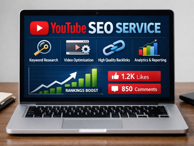 This image shows how Vikdwell Digital Marketing Agency provides YouTube SEO services including video keyword research, title optimization, description writing, tag optimization, and channel growth strategy.